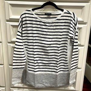 Vince. Black White Striped Sweater Drop Shoulder S